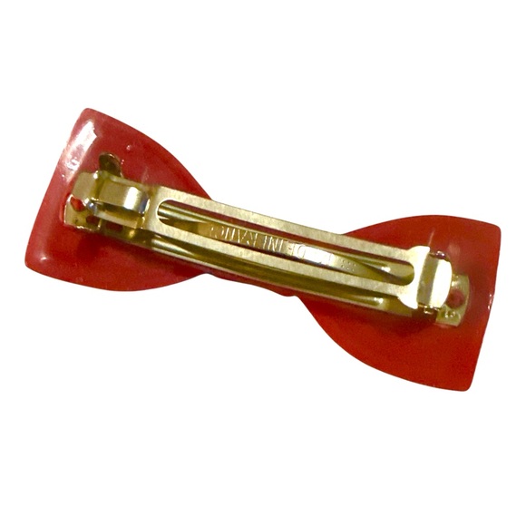 Vintage Cherry Red Bow Barrette for a Mod or Rockabilly Gal, Made in France, NOS - Picture 3 of 5